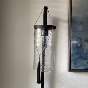 Gold Chain Black Leather Fringe Necklace